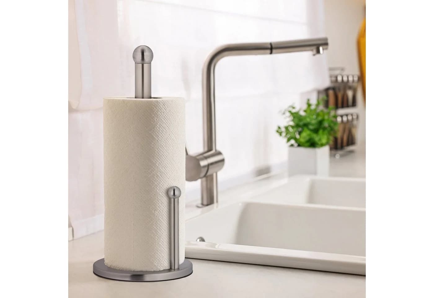 relaxdays Küchenrollenhalter aus Edelstahl Silber