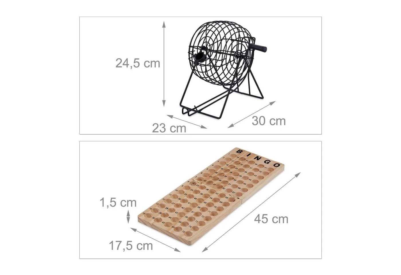 relaxdays Bingo-Spiel Set aus Holz mit Trommel und 18 Karten - Bild 4