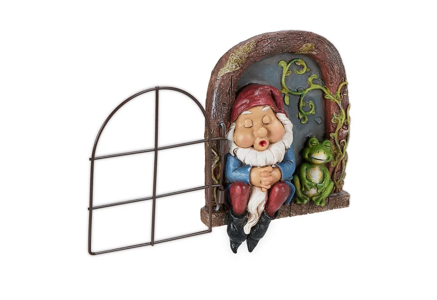 relaxdays Gartenfigur Schlafender Zwerg im Fenster Bunt - Bild 2
