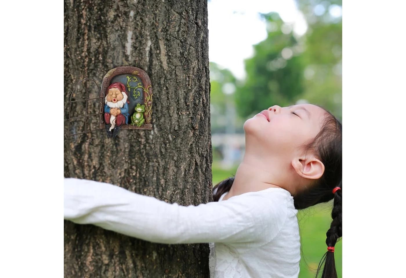 relaxdays Gartenfigur Schlafender Zwerg im Fenster Bunt - Bild 3
