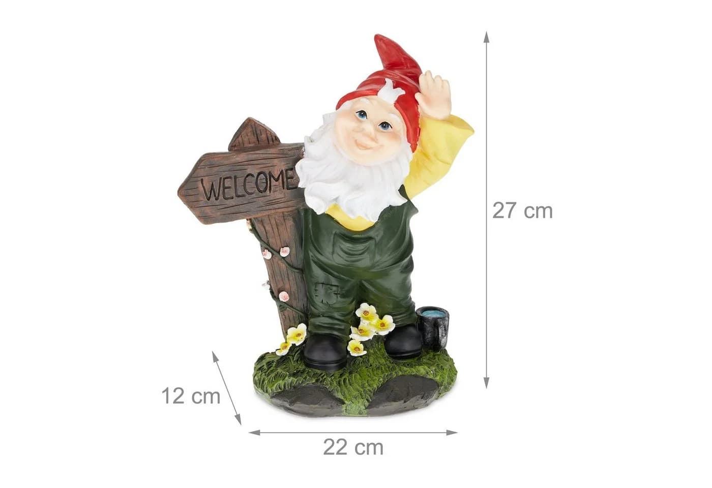 RELAXDAYS Gartenzwerg mit Welcome Schild Bunt Polyresin - Bild 4
