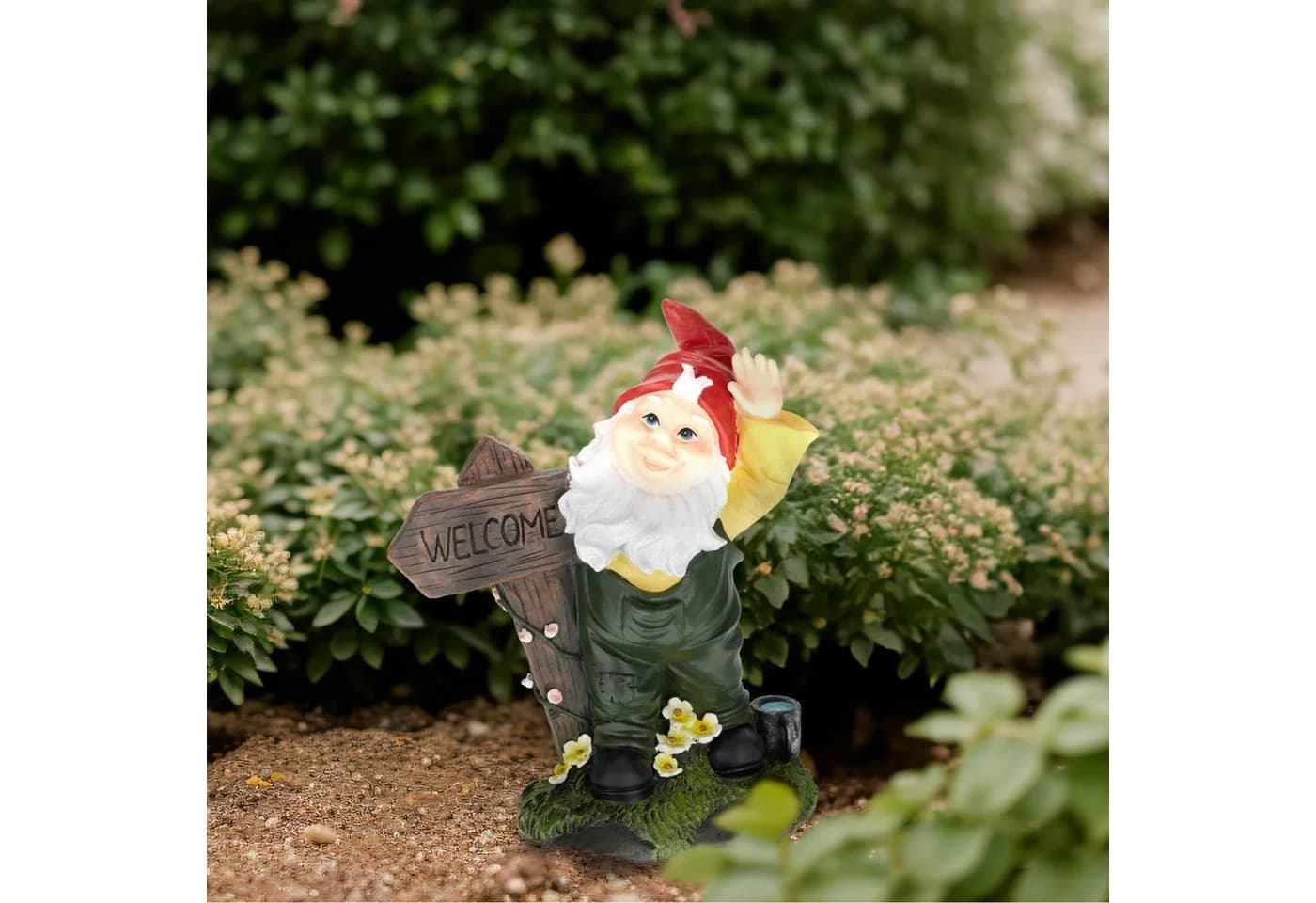 RELAXDAYS Gartenzwerg mit Welcome Schild Bunt Polyresin - Bild 5
