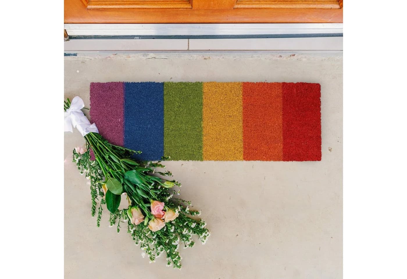 relaxdays Kokosfußmatte Regenbogen