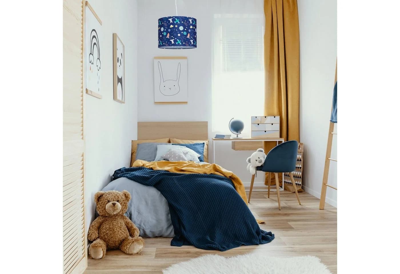 relaxdays Hängeleuchte Kinderzimmer Weltraum Blau Bunt - Bild 3