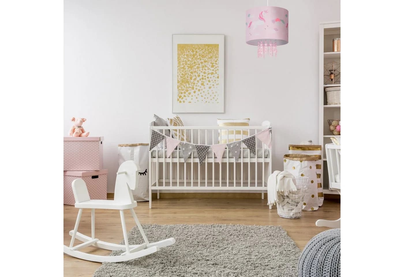 relaxdays Hängeleuchte Hängelampe für Kinderzimmer Einhorn Rosa - Bild 3