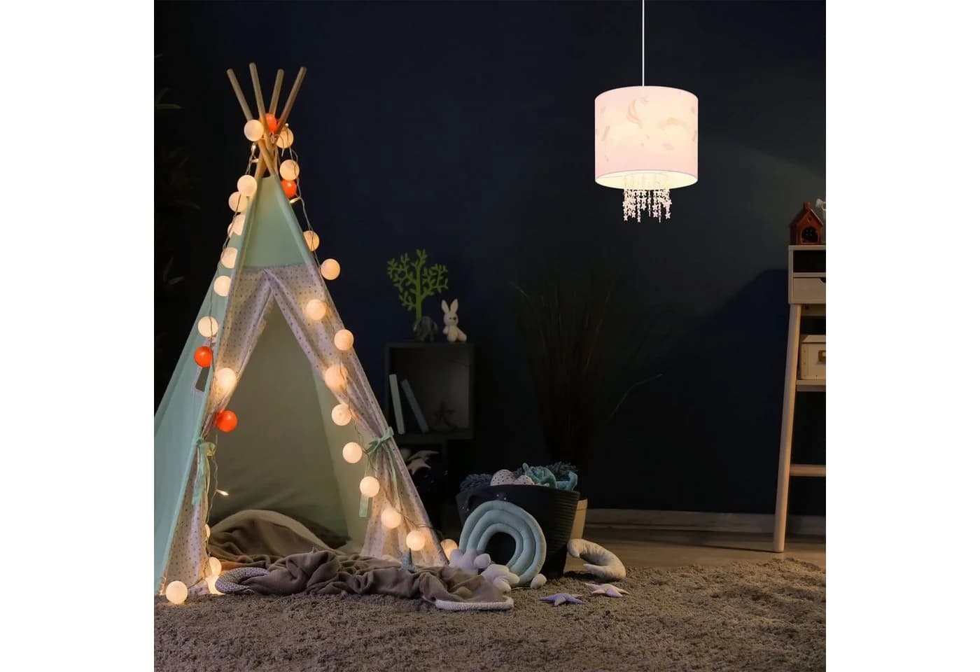 relaxdays Hängeleuchte Hängelampe für Kinderzimmer Einhorn Rosa - Bild 5