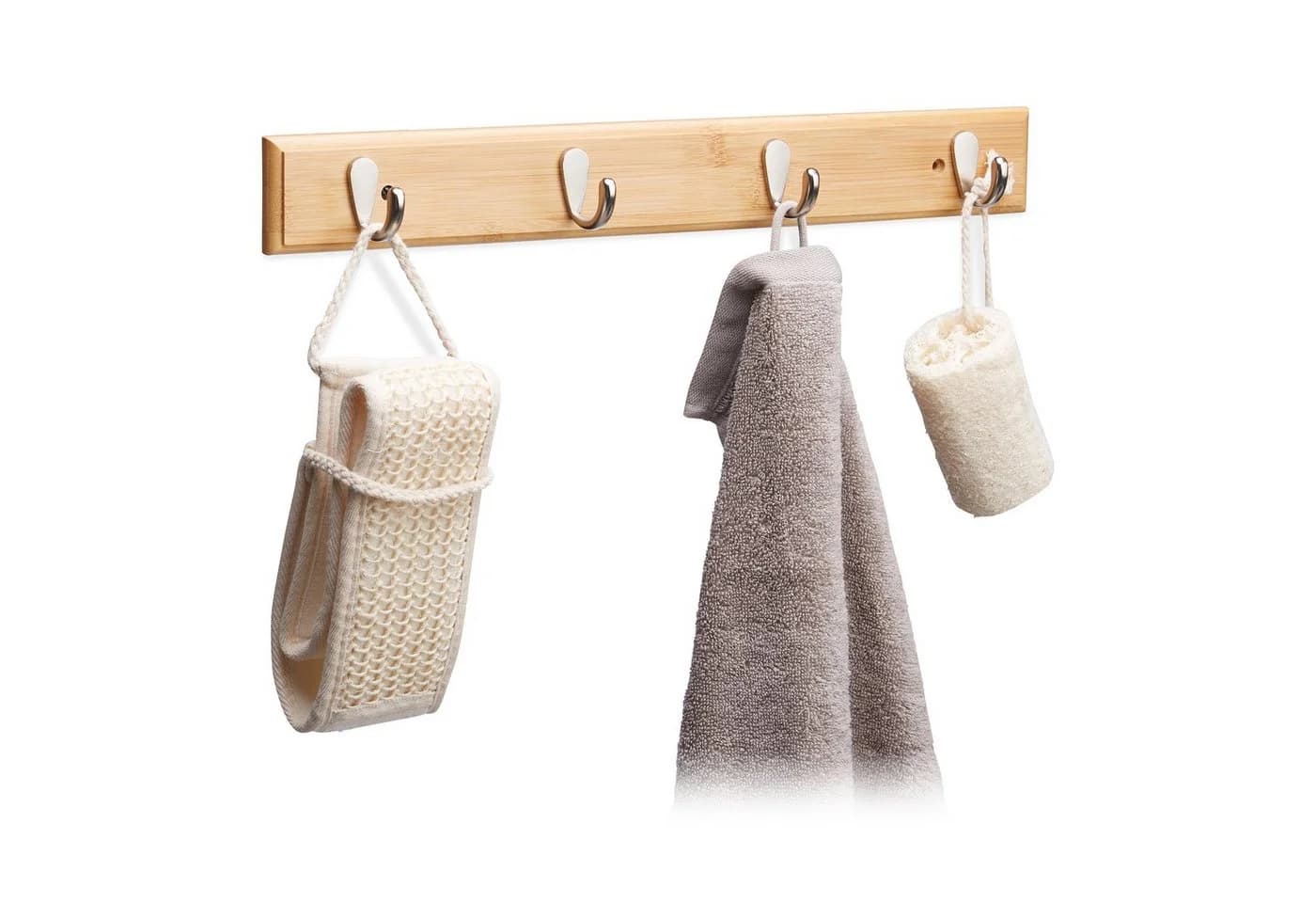 relaxdays Hakenleiste Bambus mit 4 Haken - Bild 2