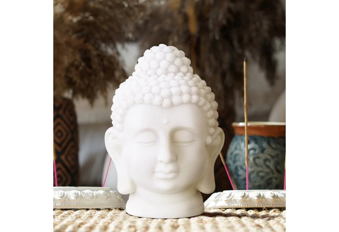 RELAXDAYS Buddhafigur Buddha Kopf Weiß PVC Meditations-Deko