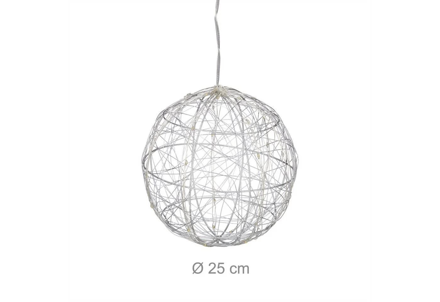 relaxdays LED Dekokugel 25 cm Silber Modernes Design - Bild 4