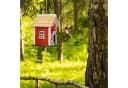relaxdays Vogelhaus Deko Landhausstil Holz Rot/Weiß/Grün Bild 1