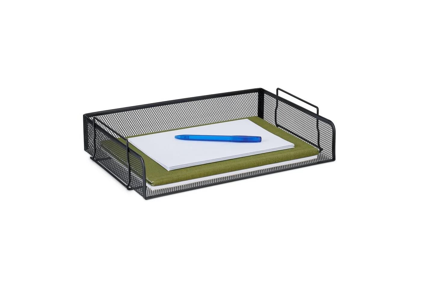 relaxdays Briefablage Stapelbar Schwarz Stahl Mesh - Bild 2