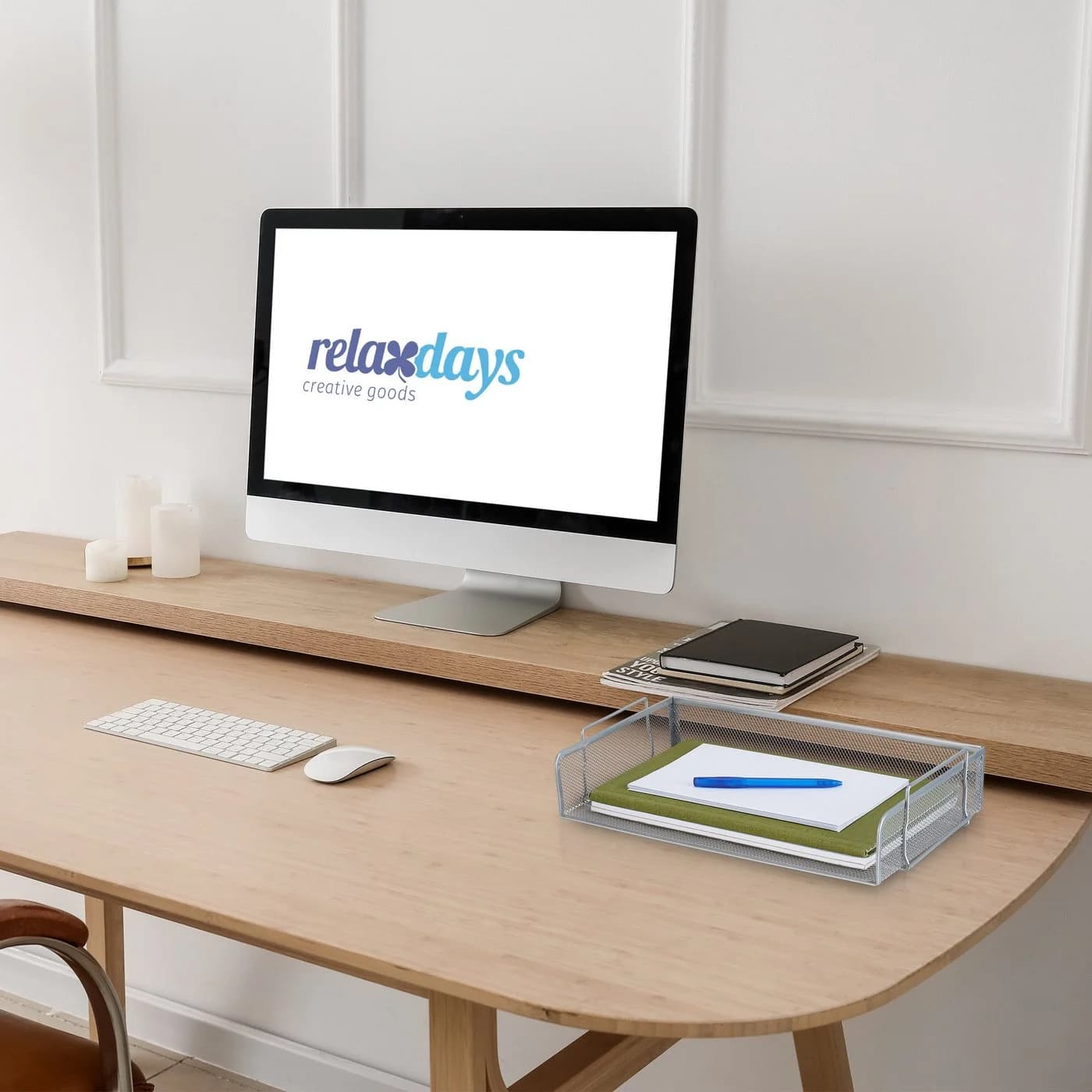 relaxdays Briefablage Metall stapelbar Silber
