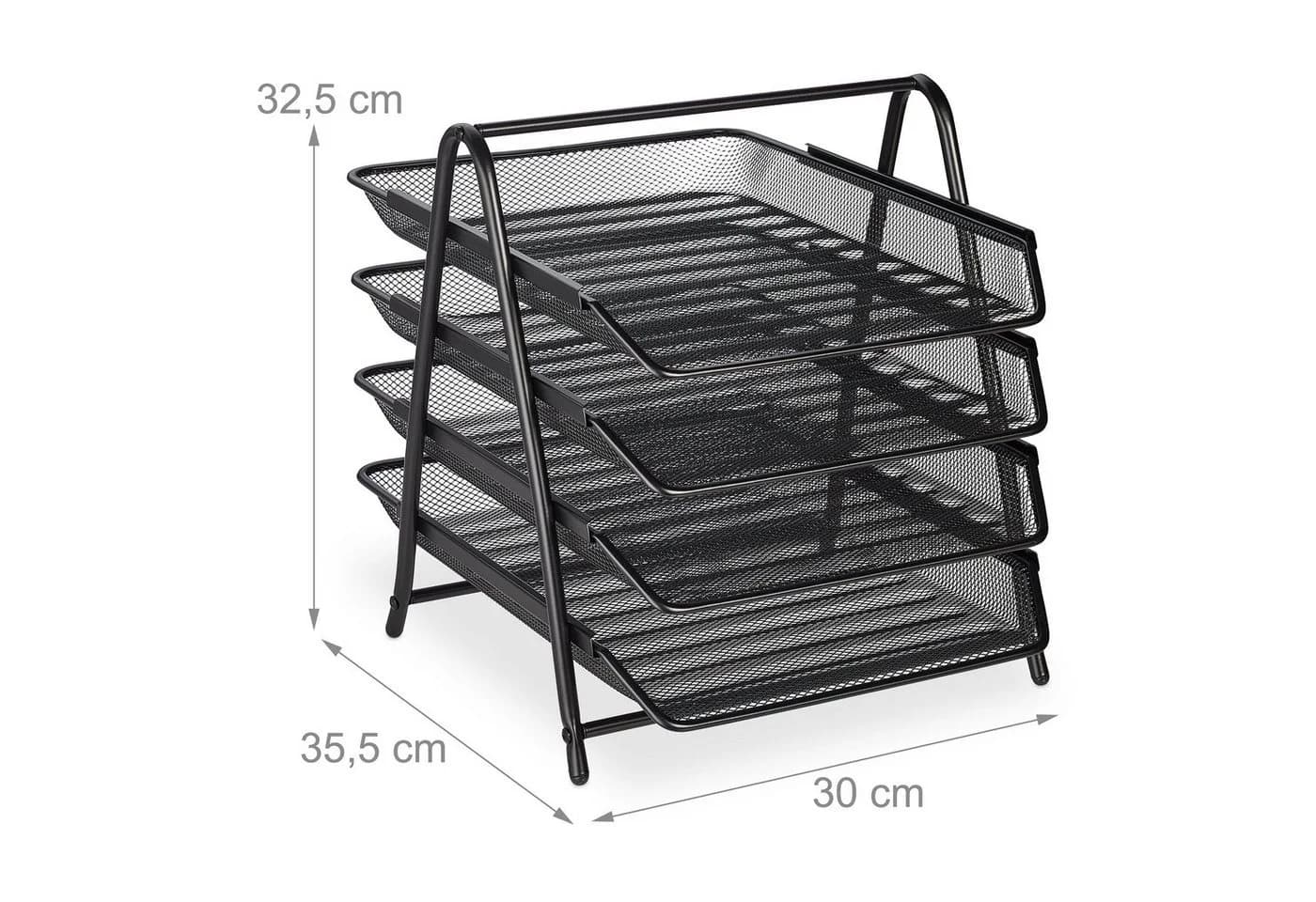relaxdays Briefablage mit 4 Fächern Schwarz Mesh-Design - Bild 4