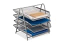 relaxdays Briefablage Metall 4 Fächer Silber Mesh-Design Bild 2