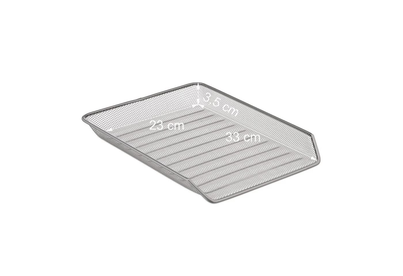 relaxdays Briefablage Metall 4 Fächer Silber Mesh-Design - Bild 5