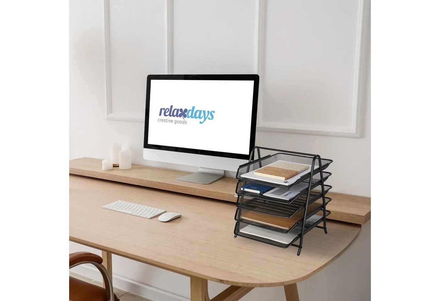 relaxdays Briefablage mit 5 Fächern Schwarz Stahl