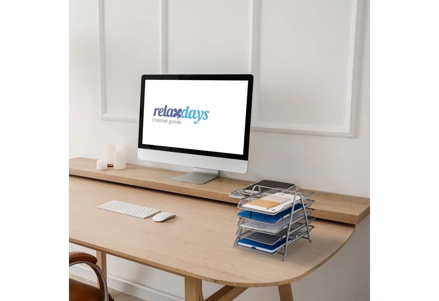 relaxdays Briefablage Dokumentenablage Metall mit 5 Fächern Silber