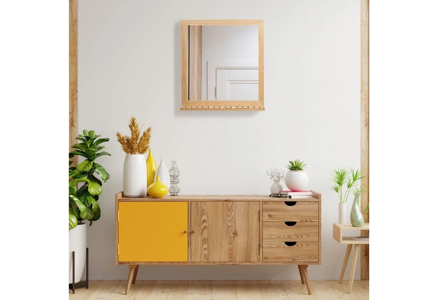 relaxdays Wandspiegel Bambus mit Ablage Natur - Bild 5