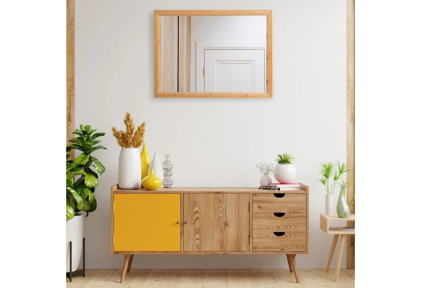 relaxdays Wandspiegel mit Bambusrahmen Natur Modern - Bild 5