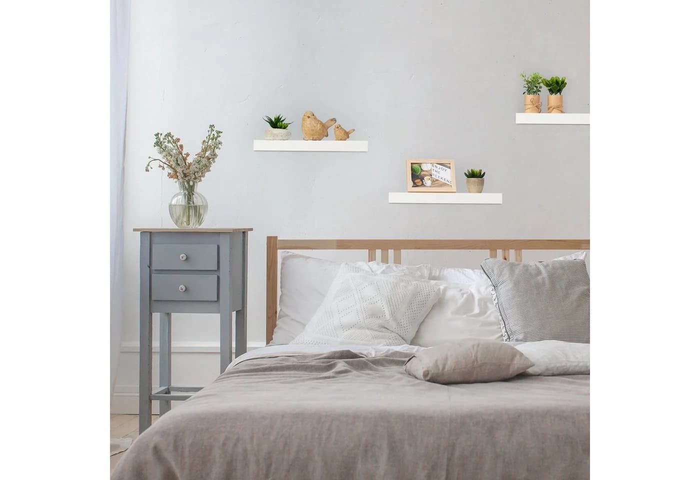 relaxdays Wandregal Weiß 3er Set MDF Eisen
