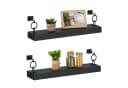 relaxdays Wandregal 2er Set Schwarz MDF & Eisen Bild 2