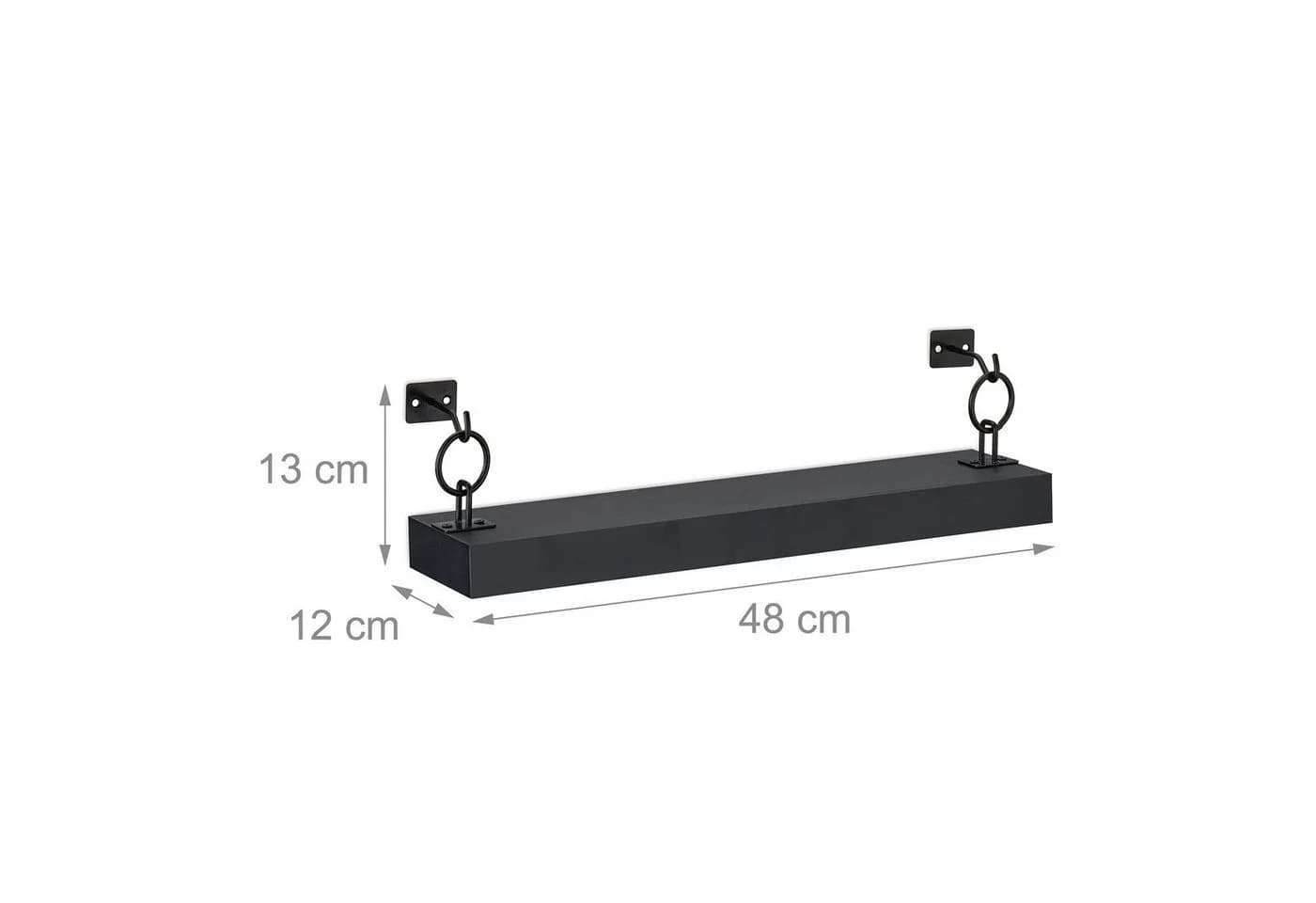 relaxdays Wandregal 2er Set Schwarz MDF & Eisen - Bild 4