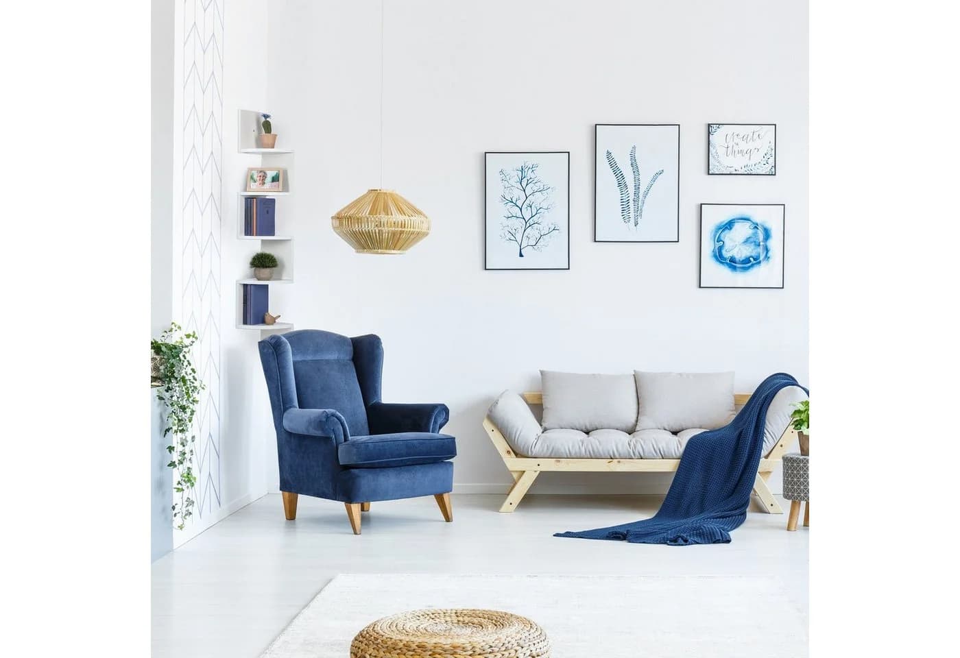 relaxdays Eckregal Weiß 5 Ablagen
