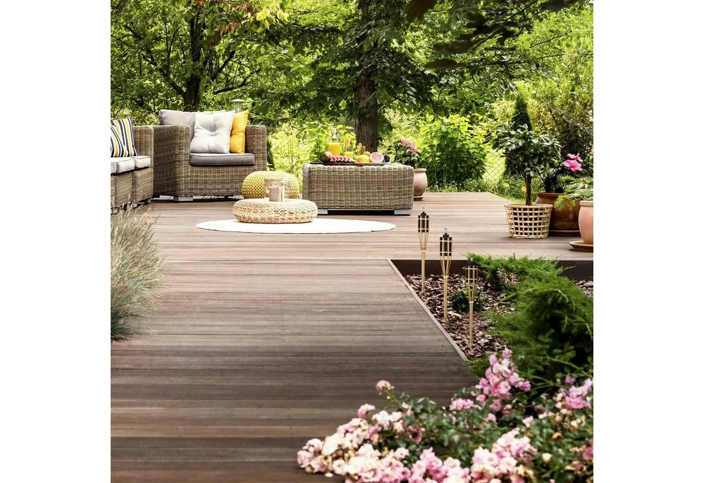 relaxdays Gartenfackel 12er Set Bambus Schwarz