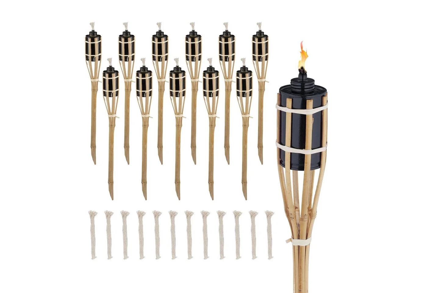 relaxdays Gartenfackel 12er Set Bambus Schwarz - Bild 2