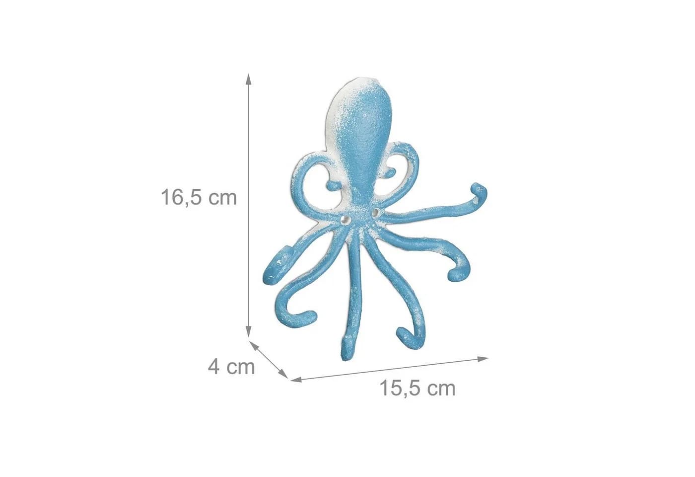 relaxdays Hakenleiste Wandhaken Oktopus Blau/Weiß - Bild 4
