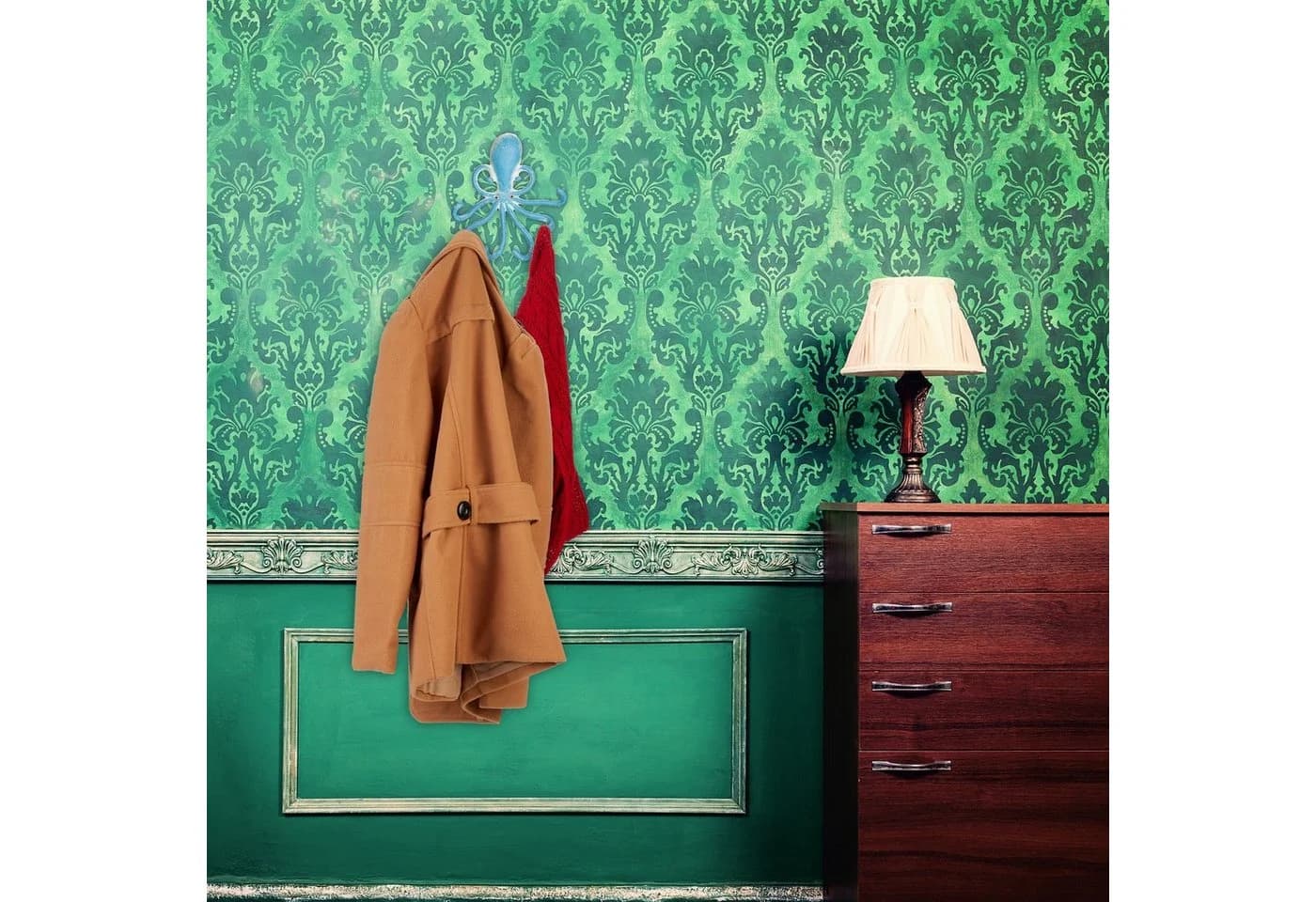 relaxdays Hakenleiste Wandhaken Oktopus Blau/Weiß - Bild 5