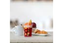 relaxdays Kinderbecher 2er Set mit Henkel, Deckel & Strohhalm, Glas, orange/rot Bild 1