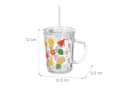 relaxdays Kinderbecher 2er Set mit Henkel, Deckel & Strohhalm, Glas, orange/rot Bild 4