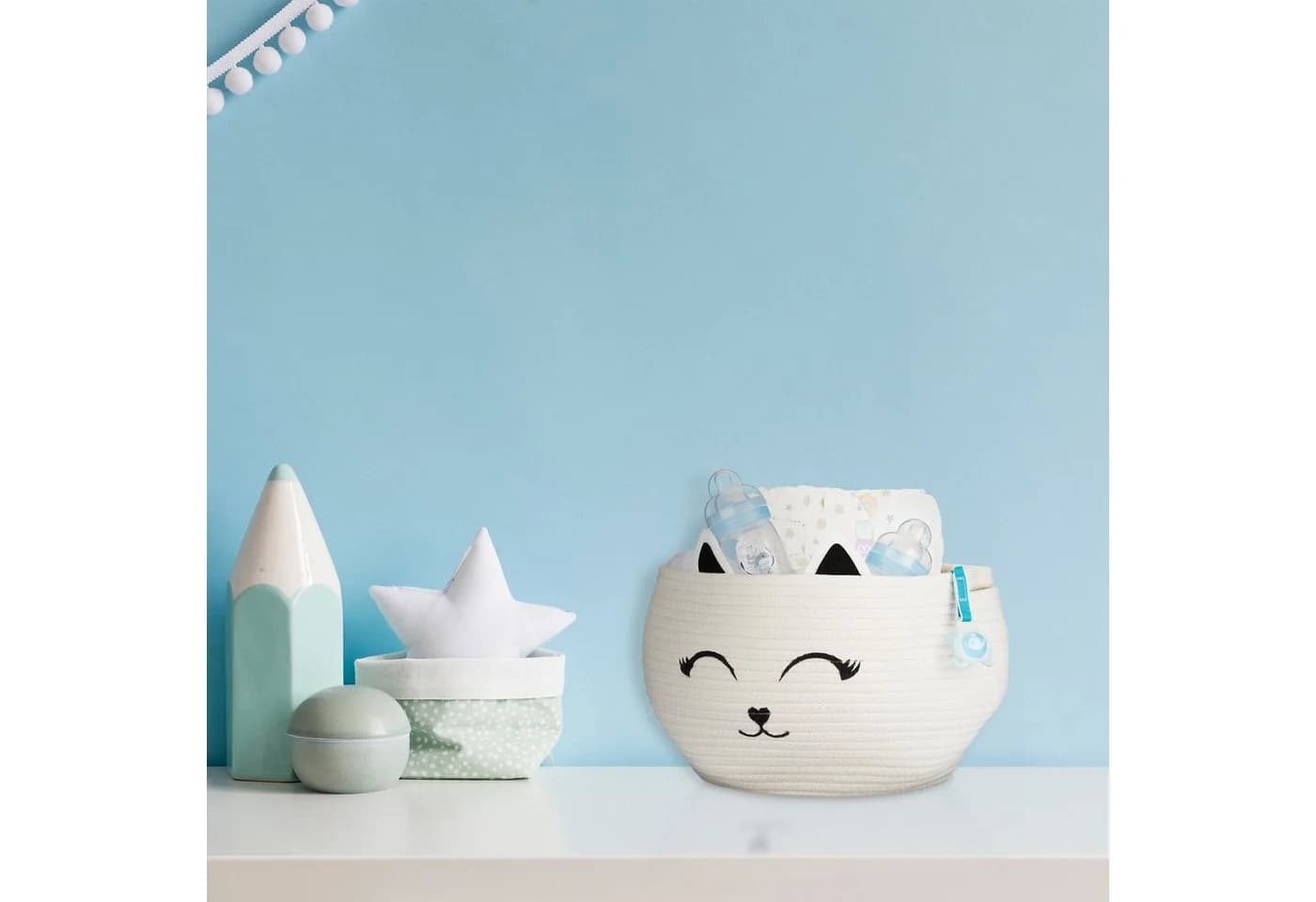 relaxdays Aufbewahrungskorb Kinder Katze Weiß/Schwarz - Bild 5