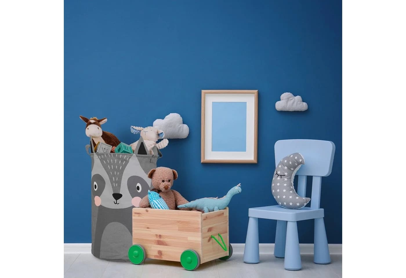 relaxdays Aufbewahrungskorb Kinder Waschbär Grau/Rosa Schwarz