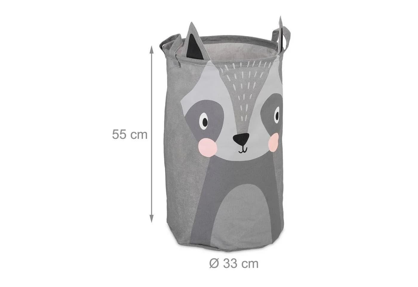 relaxdays Aufbewahrungskorb Kinder Waschbär Grau/Rosa Schwarz - Bild 4