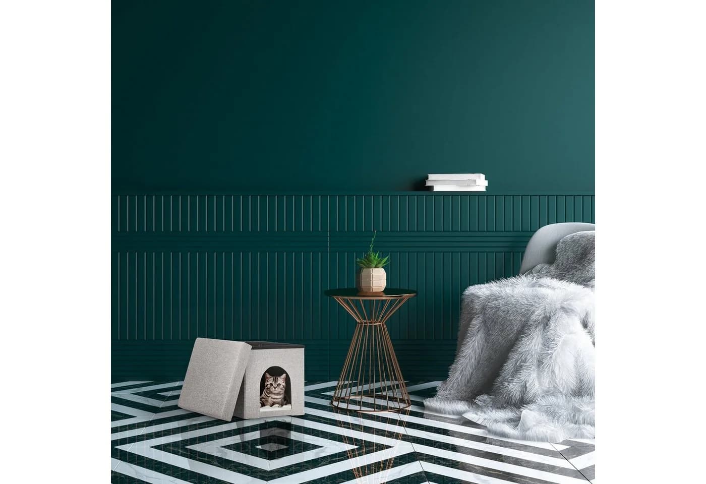 relaxdays Katzenhöhle faltbar beige mit weicher Einlage