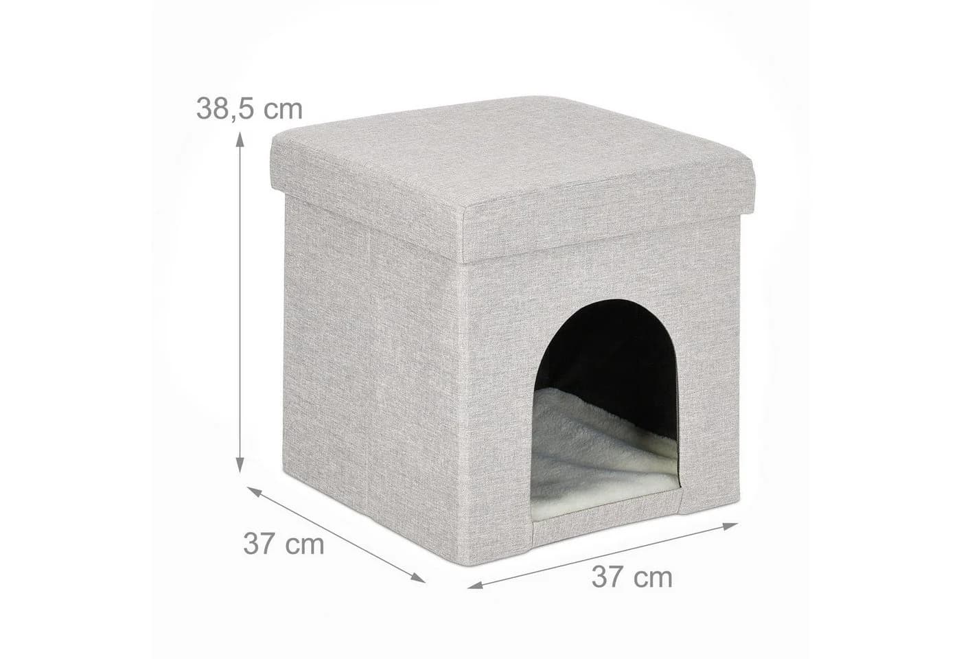 relaxdays Katzenhöhle faltbar beige mit weicher Einlage - Bild 4
