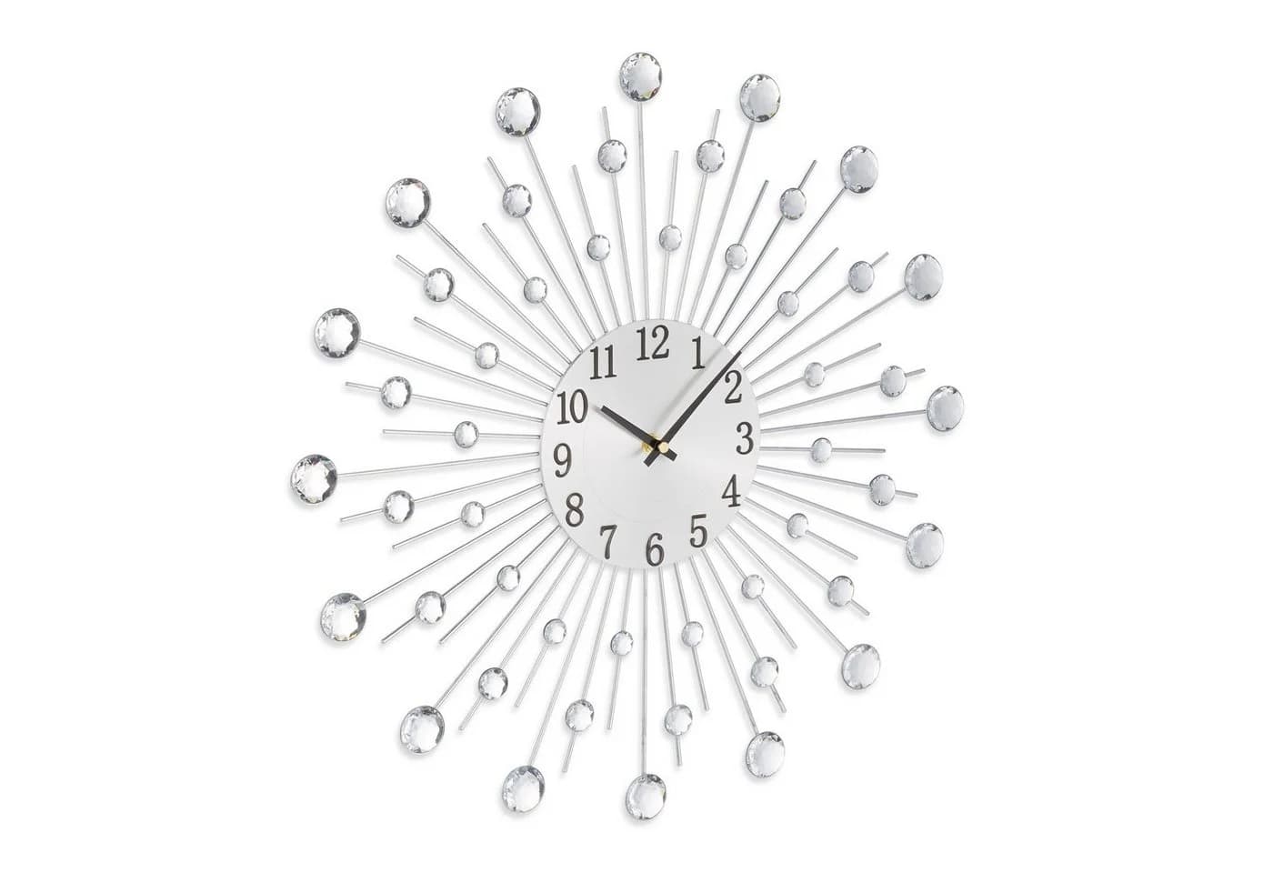 relaxdays Wanduhr Diamant Ø 50 cm Silber mit funkelnden Kristallen - Bild 2