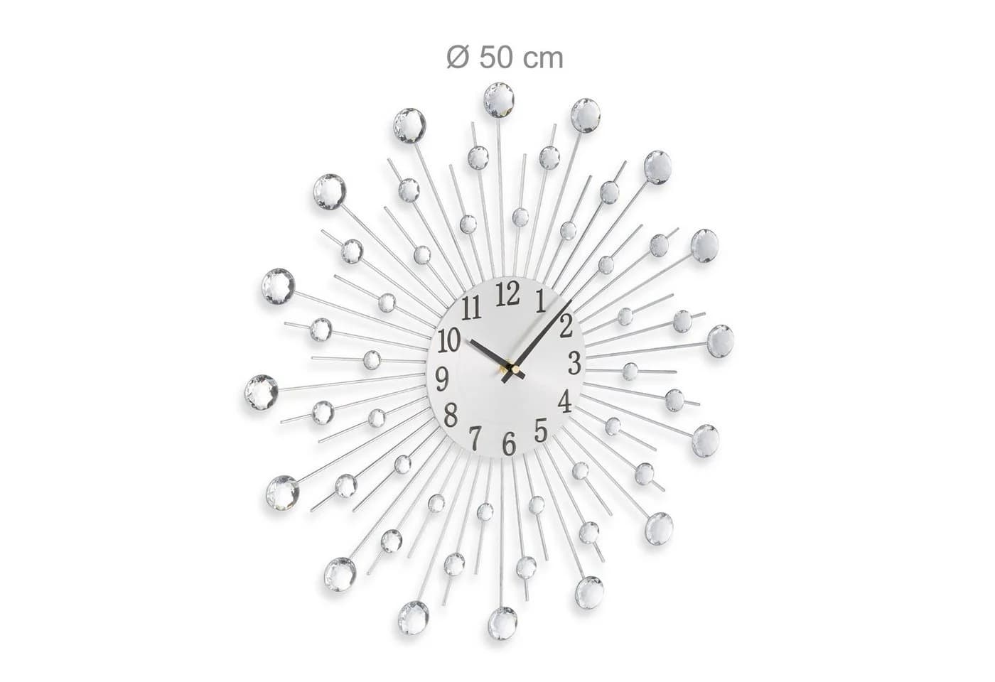 relaxdays Wanduhr Diamant Ø 50 cm Silber mit funkelnden Kristallen - Bild 4