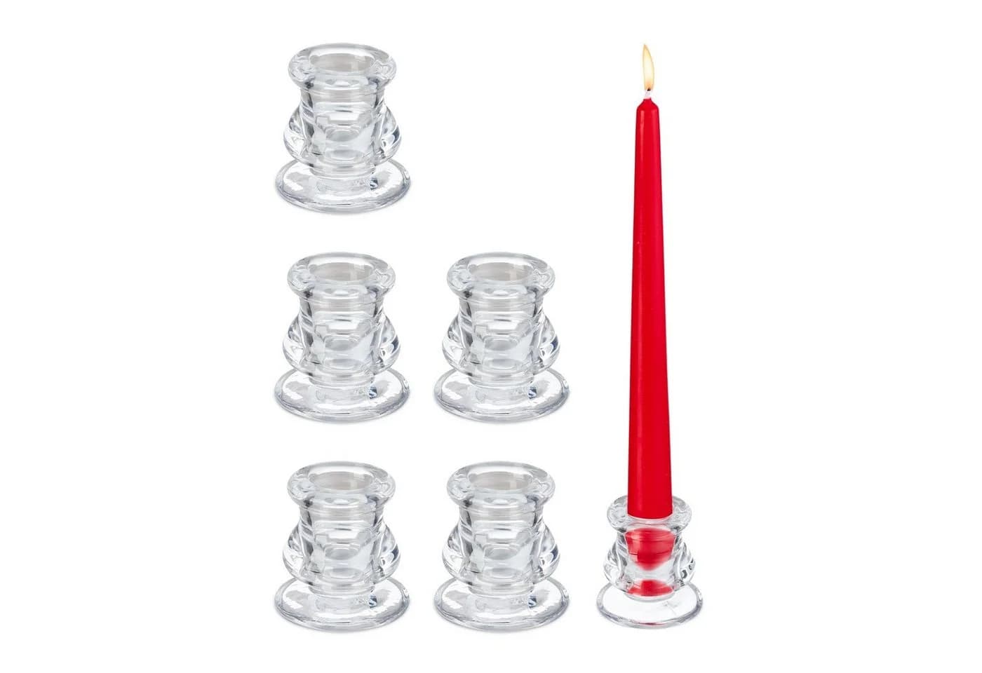 relaxdays Kerzenständer Stabkerzenhalter Glas 6er Set Transparent - Bild 2