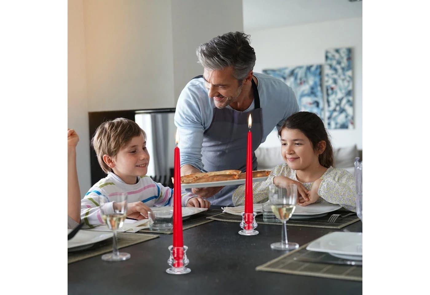 relaxdays Kerzenständer Stabkerzenhalter Glas 6er Set Transparent - Bild 3