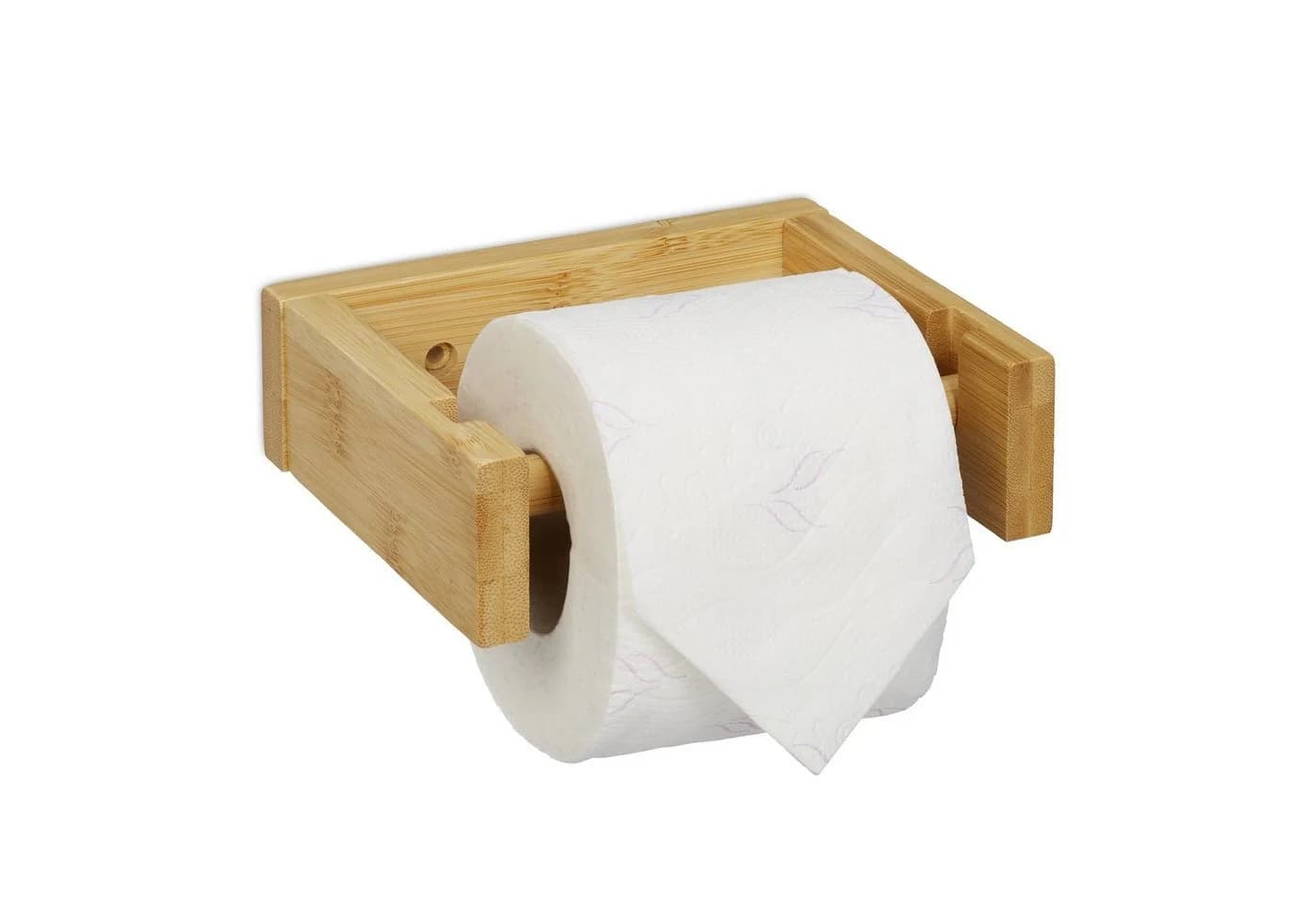 relaxdays Toilettenpapierhalter Bambus Modern Wandhalterung - Bild 2