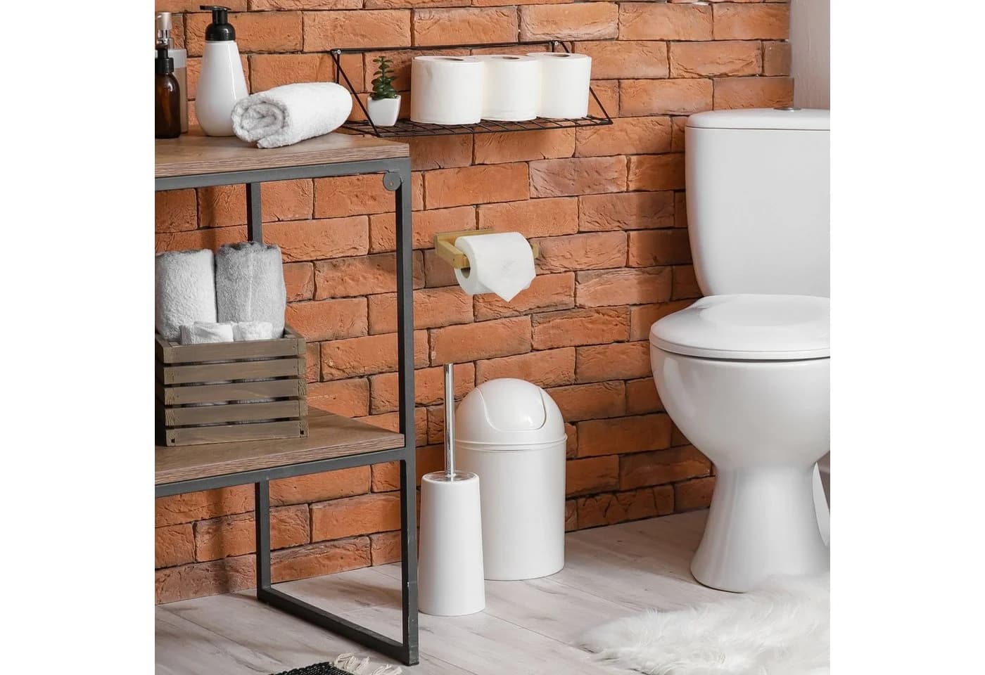 relaxdays Toilettenpapierhalter Bambus Modern Wandmontage