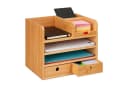 relaxdays Schreibtisch-Organizer mit 2 Schubladen Bambus Bild 2