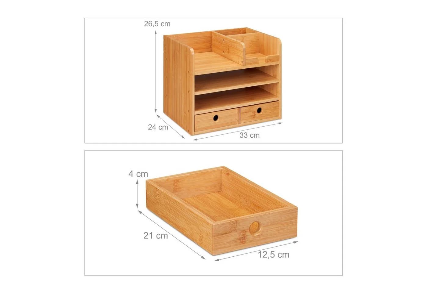 relaxdays Schreibtisch-Organizer mit 2 Schubladen Bambus - Bild 4