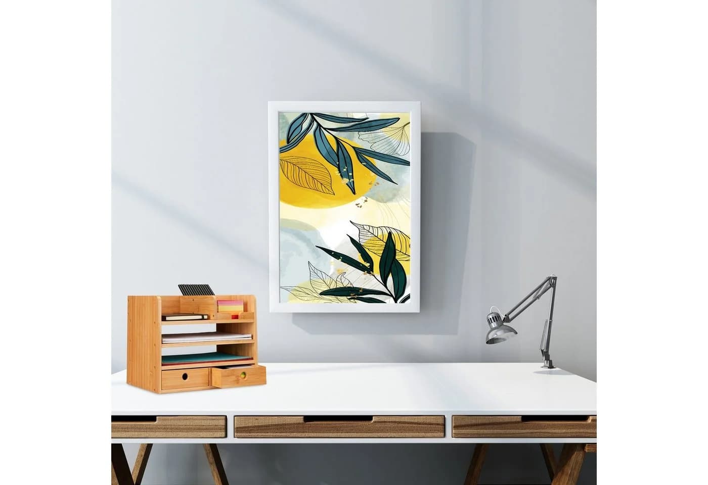 relaxdays Schreibtisch-Organizer mit 2 Schubladen Bambus - Bild 5