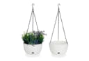 relaxdays Blumenampel 2er Set mit Wasserspeicher Weiß/Schwarz Bild 2