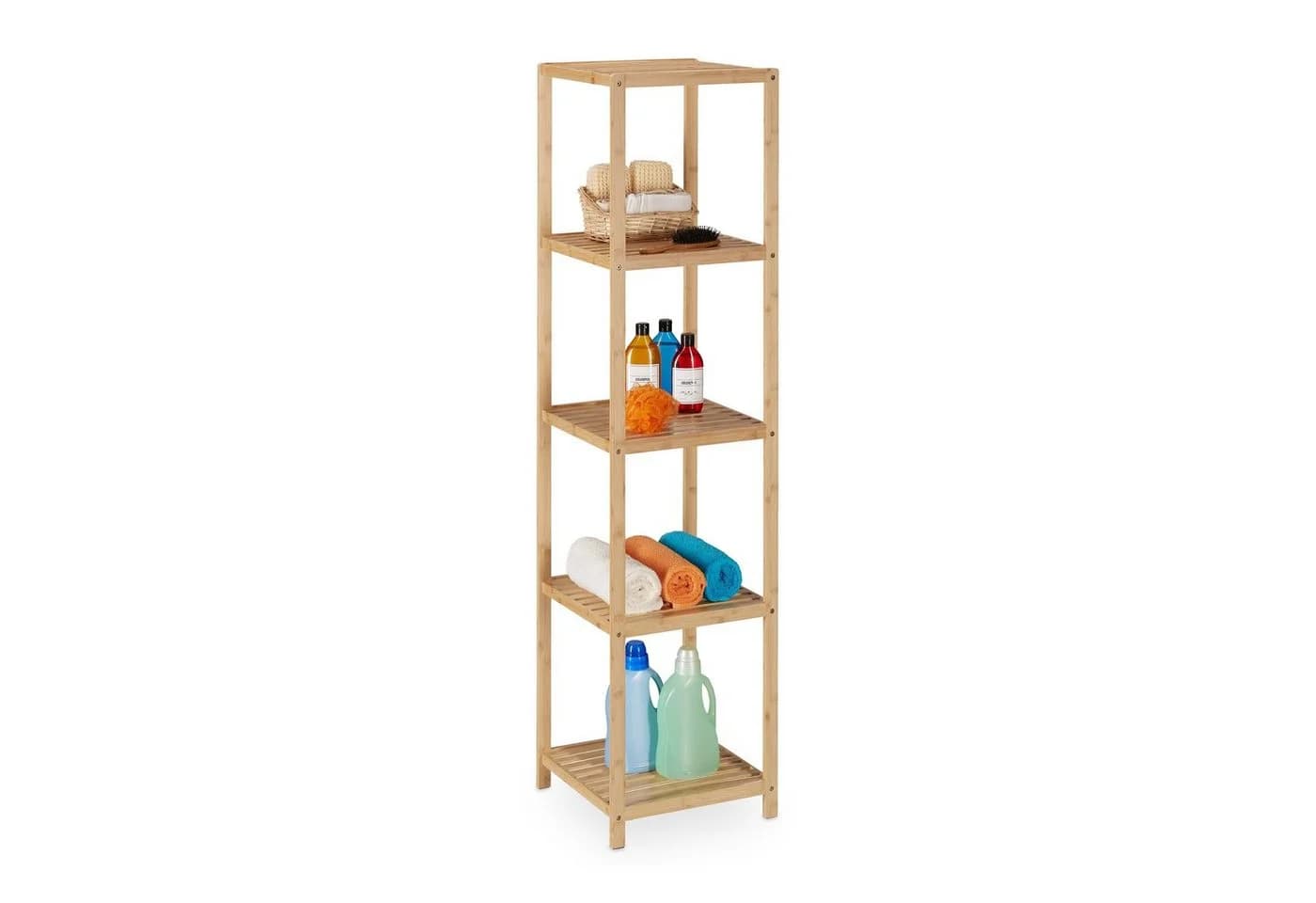 relaxdays Badregal Bambus 5 Ablagen Natur - Bild 2