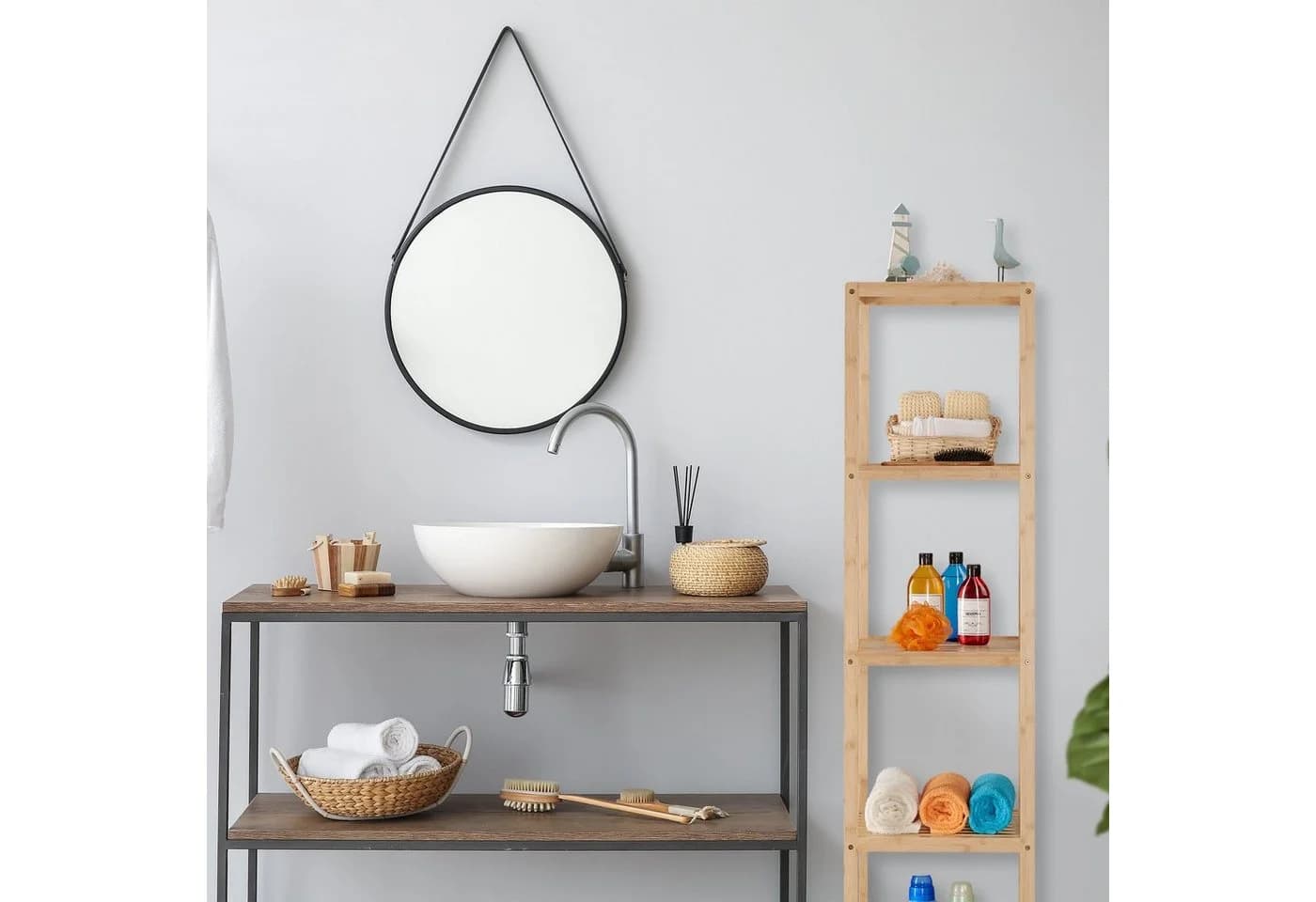relaxdays Badregal Bambus 5 Ablagen Natur - Bild 5
